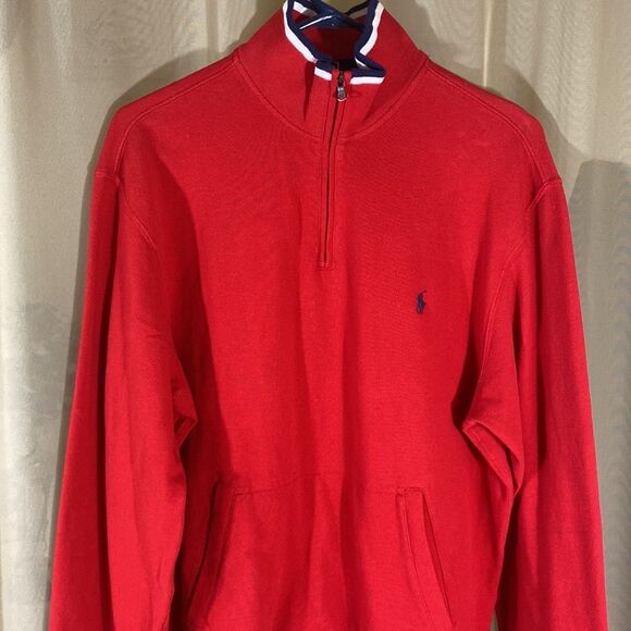 Polo By Ralph Lauren 💯 Cotton Men’s Sweater Pullover Red 1/4 Zip - Picture 3 of 16